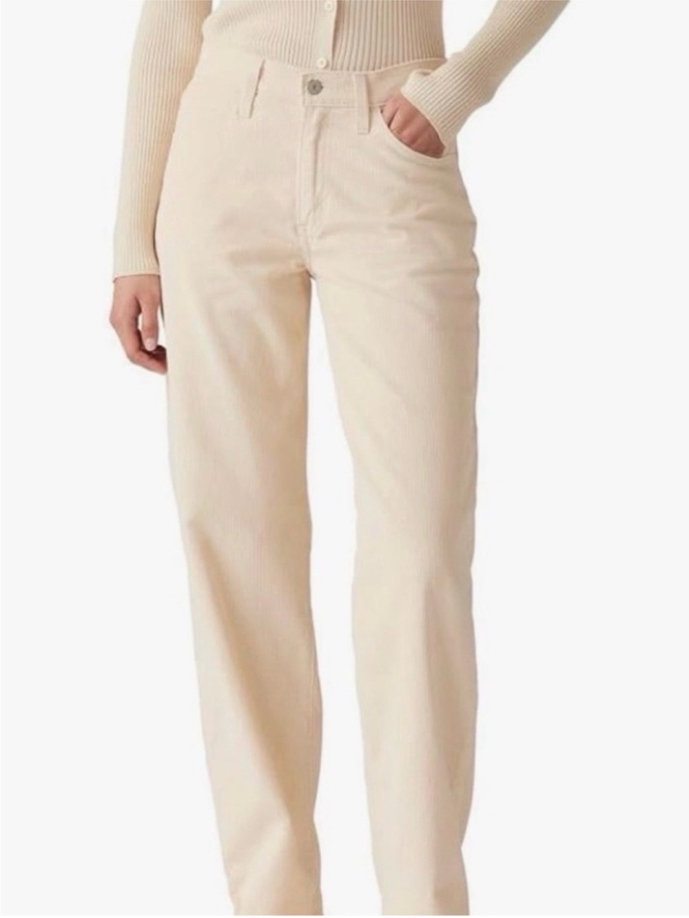 Levi's 94 Baggy Straight-Leg Corduroy Jeans in Cream